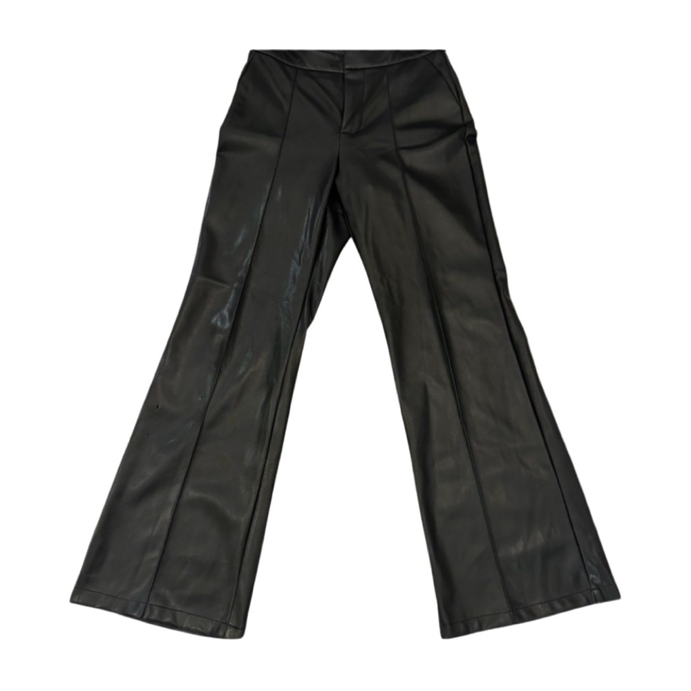 Anthropology black pleather wide leg pants.